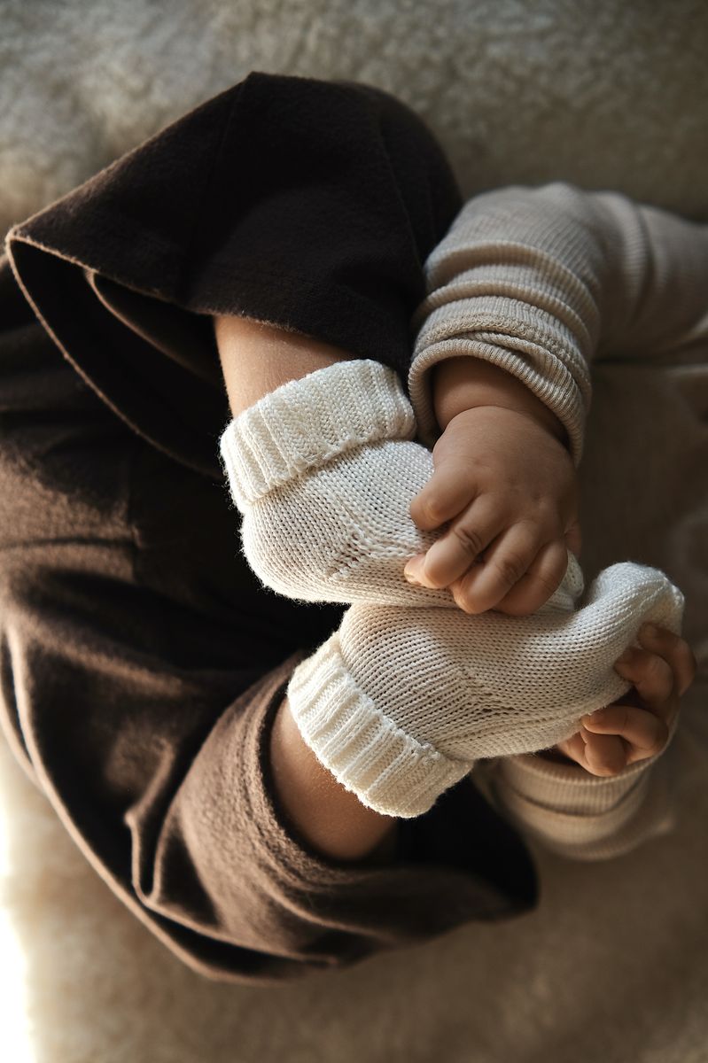 100% merinowollen slofjes voor baby’s – zachte en comfortabele pasvorm van Kico Label.