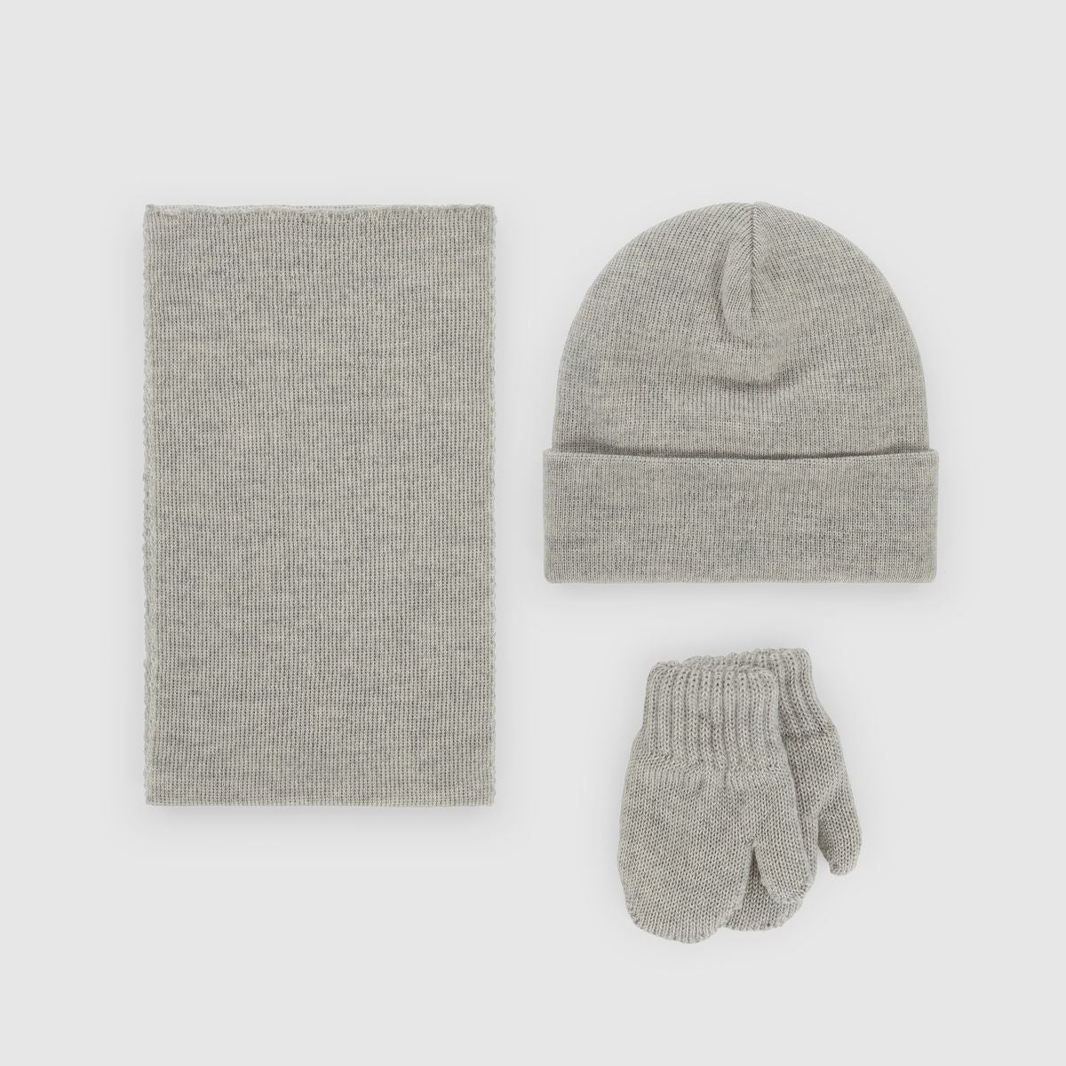 Merinowollen babyset met muts, wanten en sjaal in beige – zachte warme set van 100% merinowol